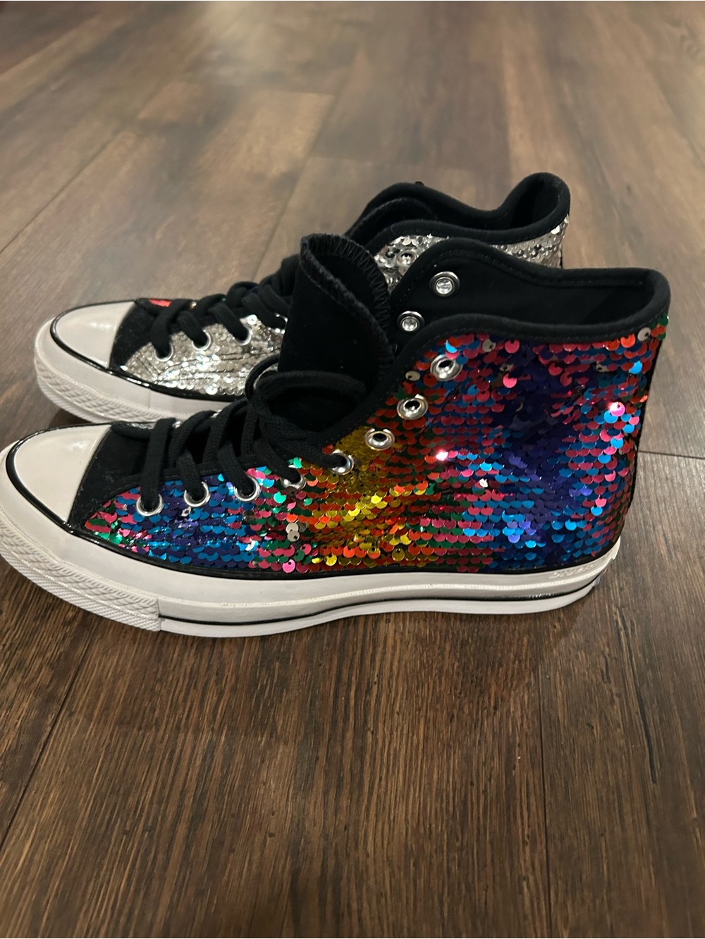 Sequin High-Top Sneakers in Multicolor & Silver for pride month new without tags - Picture 6 of 10